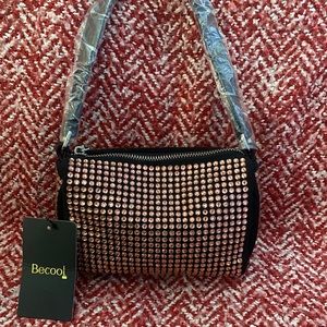 Forever 21 Pink Rhinestone Black Mini Bag NWT
